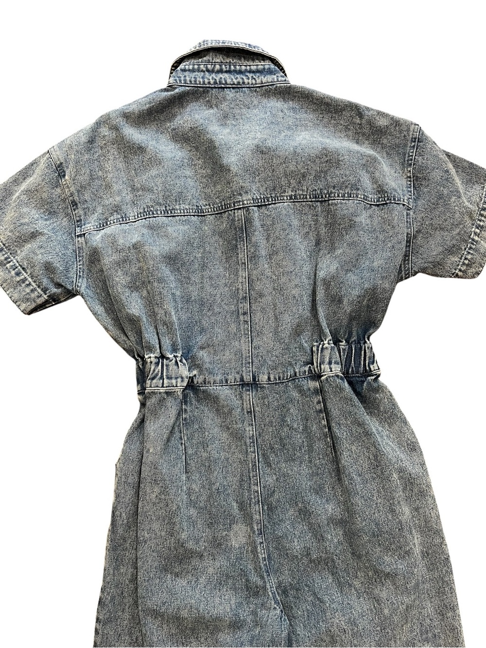 TALULAH Acid Wash Denim Short Sleeve Jumpsuit Coveralls Utility Romper Size L - Picture 5 of 9